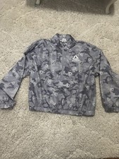 Reebok Boys 14 / 16 lightweight Half Zip jacket with front pocket gray camo