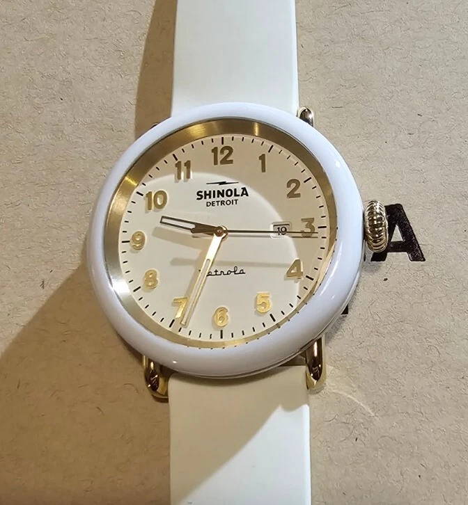 Shinola Detrola Auy Aeah Watch With 43mm Cream Tone Face Cream
