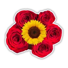 Red Rose Beautiful Full Color Sunflower Sticker Decal