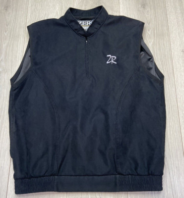 Zero Restriction Vest Men Medium Black Golf Pullover 1/4 Zip Faux Suede Light