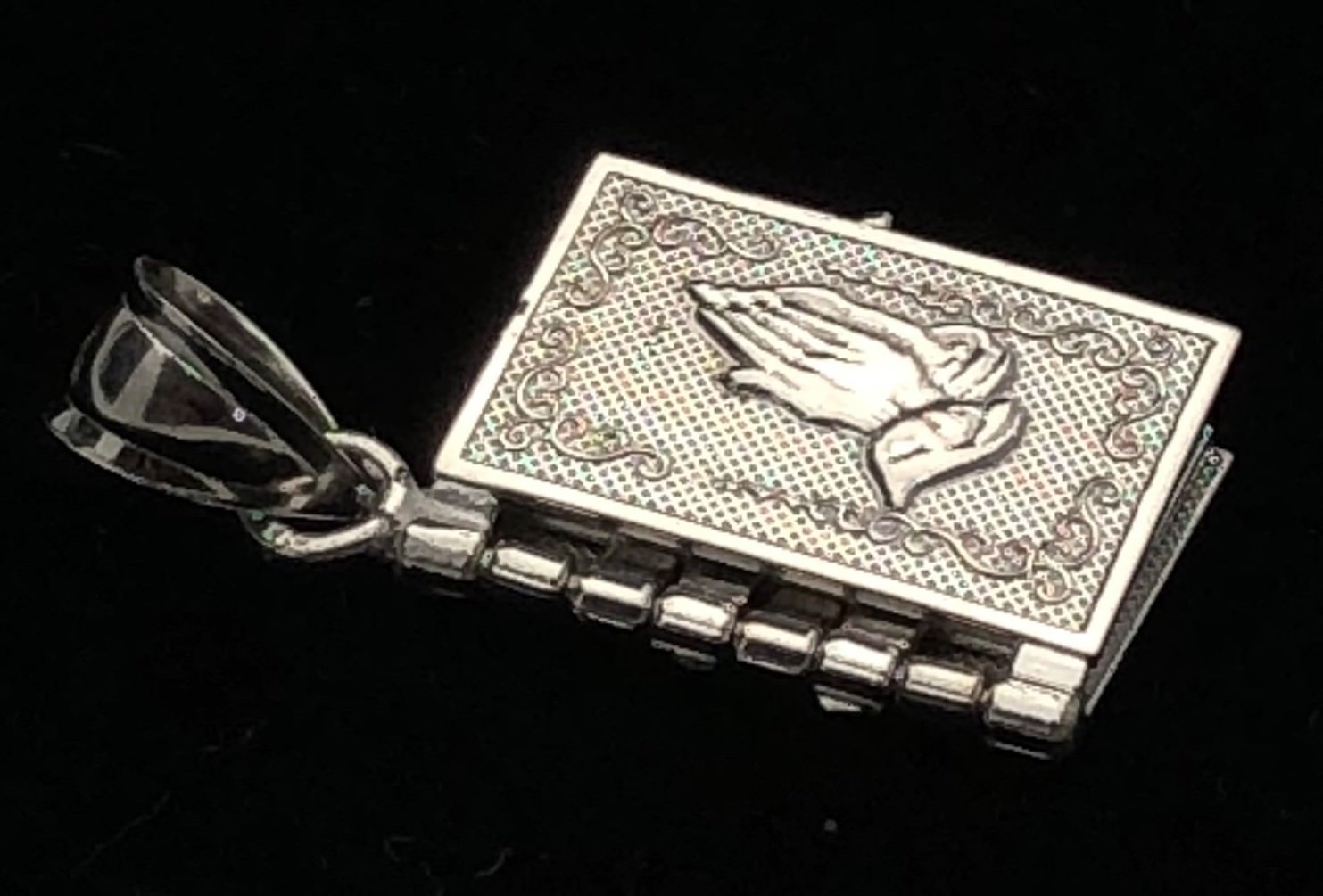 14k White Gold Religious Holy Bible Charm Pendant with Written Pages Inside 3.4g eBay
