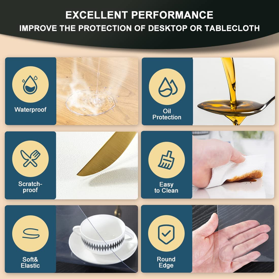 16X24 in Clear PVC Table Protector Plastic Crystal Table Cover