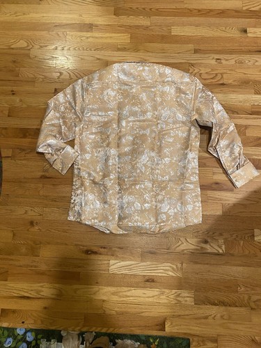 Mens Royal Gold Silver Floral High Collar Shirt SANGI 2XL NWT - Picture 5 of 14