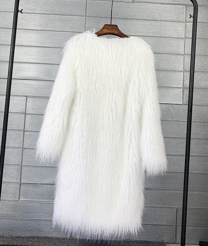 Abrigo largo de piel sintética peludo para mujer Chaqueta cálida de invierno Cárdigan mullido Prendas exteriores - Imagen 8 de 38