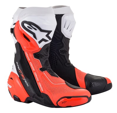 Alpinestars Supertech R Vented Boots Gr. 45 black white red fluo Racing Stiefel