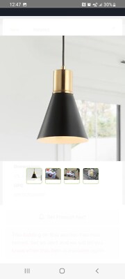 JONATHAN Y Apollo 6 in Black/Brass Gold Metal LED Pendant JYL6131A 