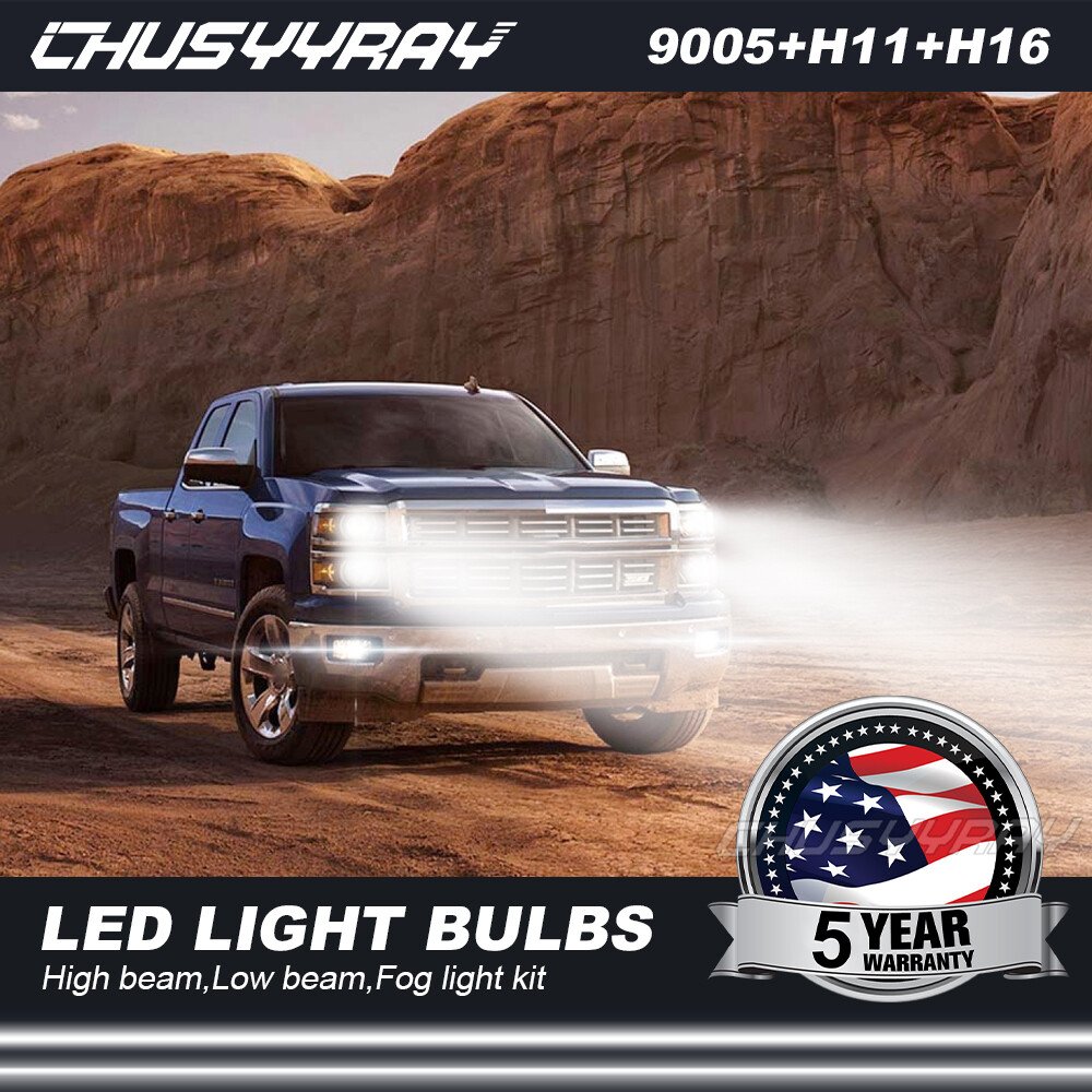 12000K LED Headlight&Fog Light Bulbs Kit For Chevy Silverado 1500 2500 2007 2015