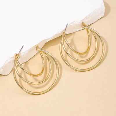 Gold Triple Hoop Earrings  Row Metal Hoop Stud Buy One Get Two Free