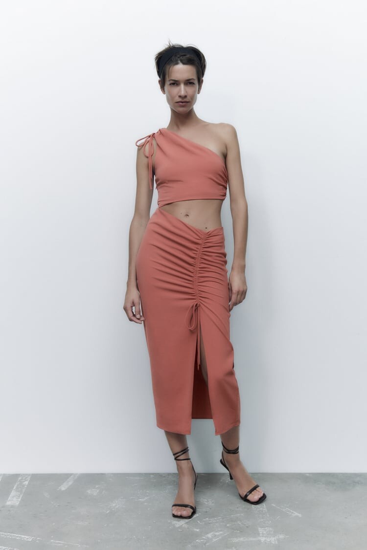 zara draped asymmetric dress