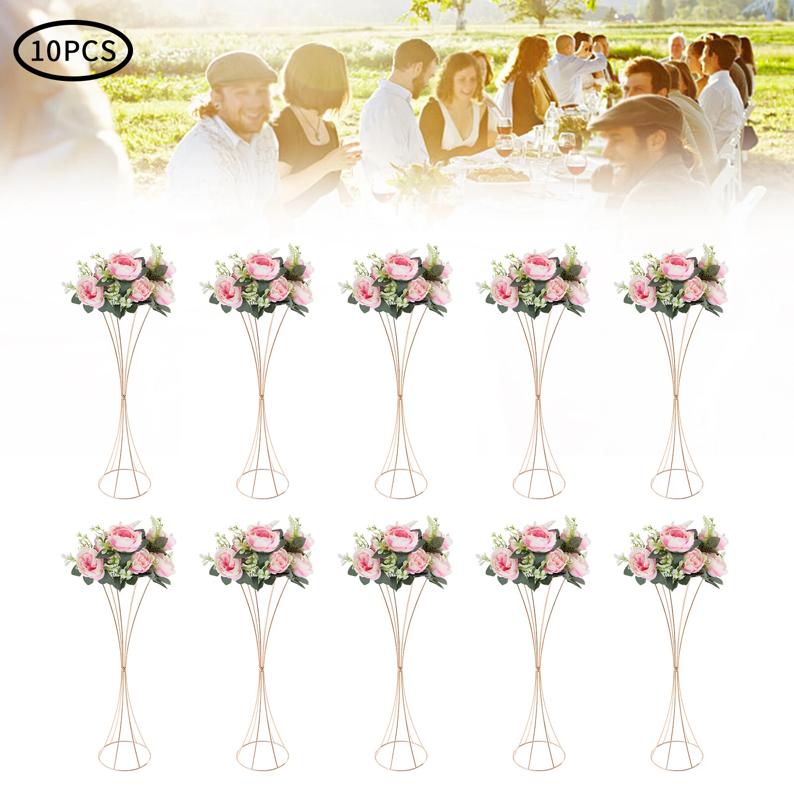10 Pcs 80cm Flower Metal Trumpet Vase Wedding Centerpieces Vase for Party Decor