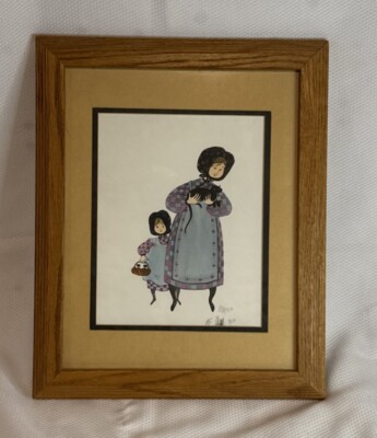 P Buckley Moss ''Can We Keep Them?'' Cats Kittens Matted & Framed Print #263/1000