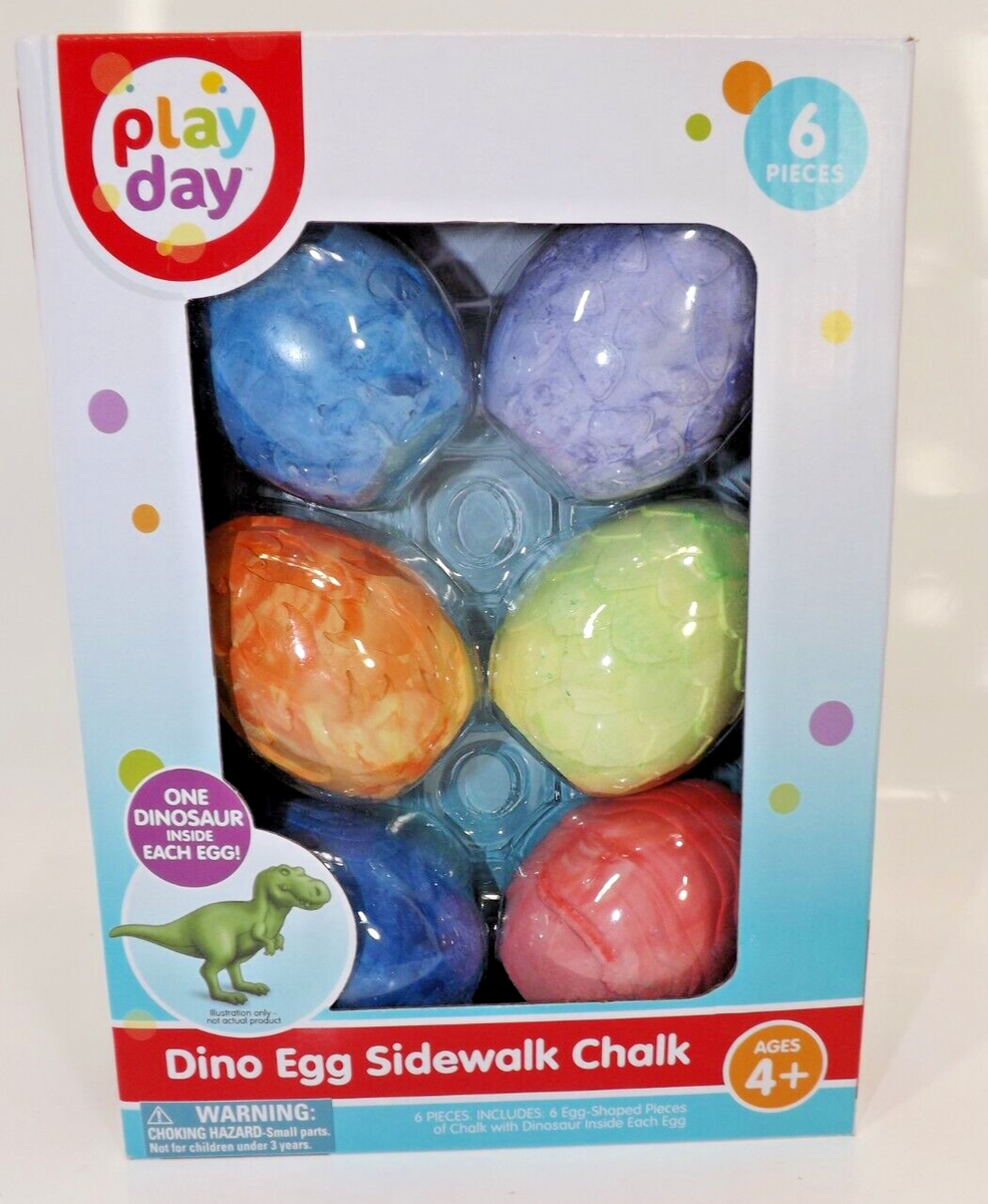 Dino Egg Sidewalk Chalk 6 Piece Set with One Dinosaur Inside Each