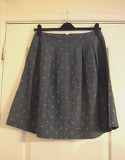 Seasalt Cornwall Anchor Print Skirt Size 10 Pleated Short Length 100% Cotton
