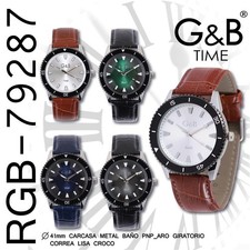 G&B Men's Quartz Watch Leather Strap Analogue Elegant 30m New