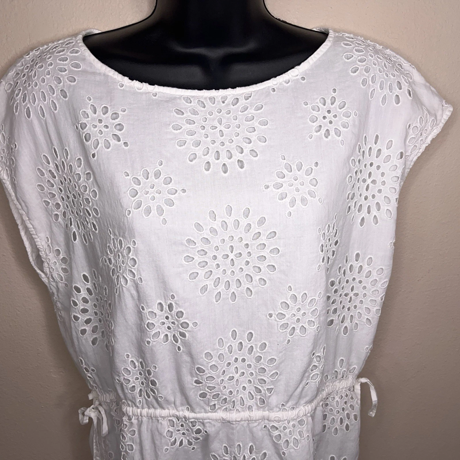 Abito Petite Medium MICHAEL Michael Kors bianco pizzo overlay foderato neutro spiaggia