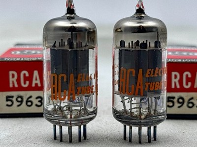Matched NOS Pair RCA 5963 12AU7 Tubes Matched Codes 1965 Grey Plates Amplitrex