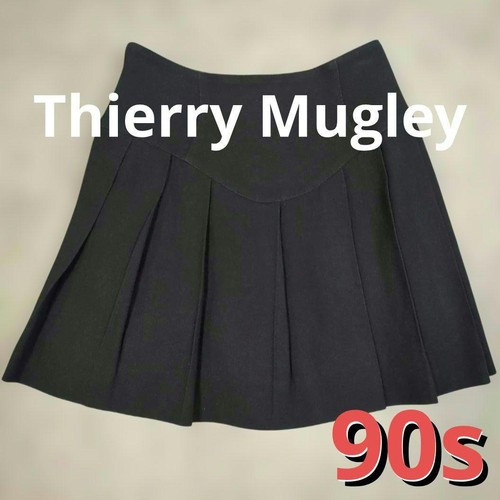 Mugler, Thierry Mugler Vintage Pleated Skirt 90s Black Size 9