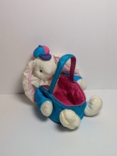 Vtg Easter Basket Bunny Stuffed Animal Plush Nylon Puffalumps Style Has Stains