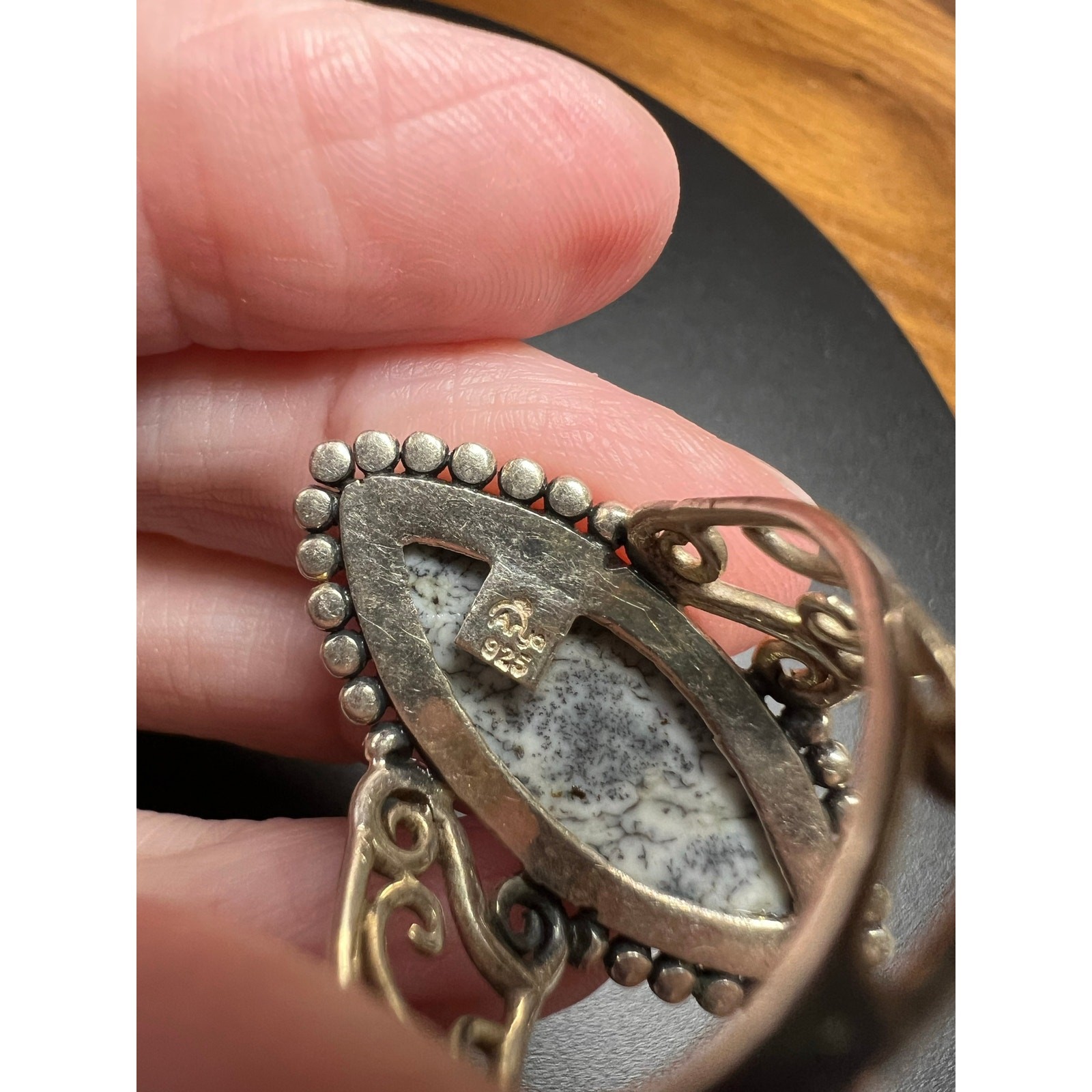Sterling Silver Dendritic Opal Statement Ring ATI… - image 6
