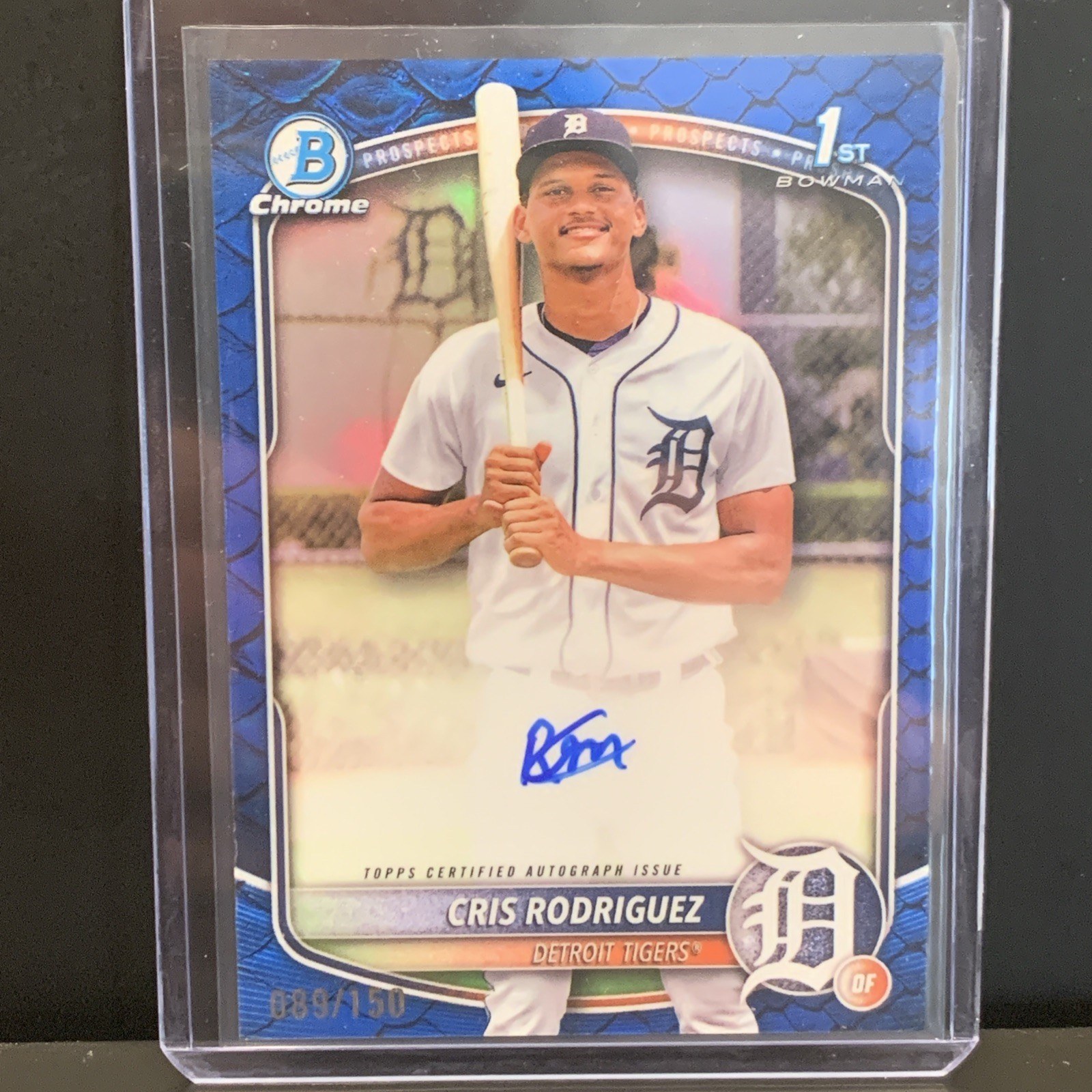 2025 Bowman Chrome Cris Rodriguez Auto Reptilian Blue Refractor 1st #89/150