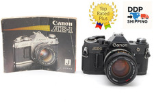 N MINT w/Manual Canon AE-1 Film Camera Black FD 50mm f/1.4 S.S.C. Lens JAPAN