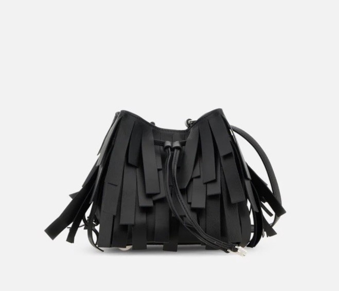 Hogan - SECCHIELLO FRANGE PELLE NERO SCONTO 50%