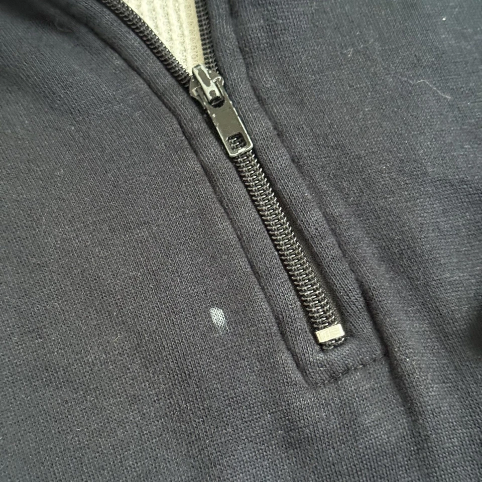 Moletom Puritan Masculino Grande Cinza Marinho Quarto de Zíper Com Capuz Waffle Forrado Térmico - Imagem 4 de 4