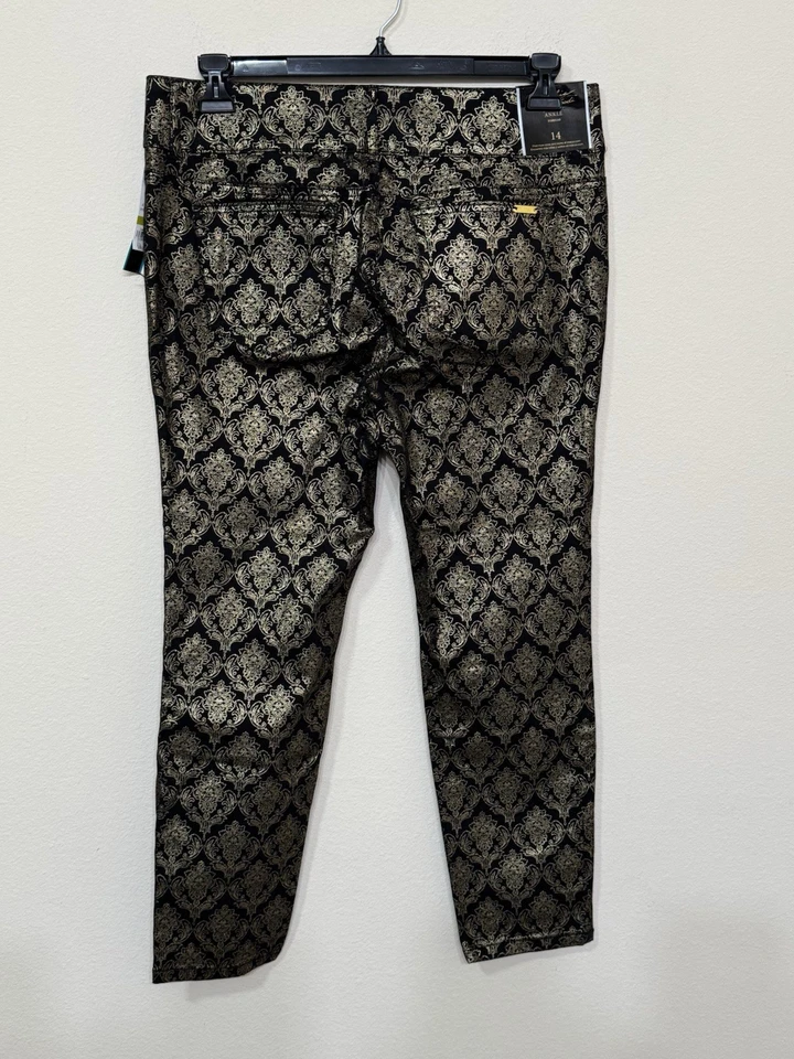 Pantalones al tobillo ajustados de tiro medio con estampado animal negro/dorado Thalia Sodi para mujer 14 Foto 4 de 4