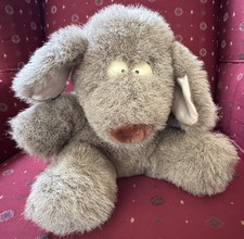 Vintage 1985 Recycled Paper Products Brown Puppy Plush Red Collar Sad Eyes 10"