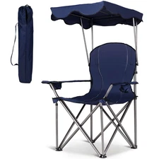 Portable Folding Beach Canopy Chair W/ Cup Holders Bag Camping Hiking Outing