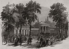 Fountain of Elise, Aix-La-Chapelle. Germany 1845 old antique print picture