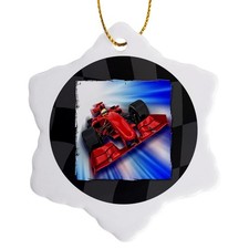 3dRose Formula 1 Racecar Snowflake Ornament