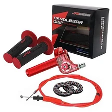  Motorcycle Throttle Assembly,7/8" 22mm Twist Throttle Grips Gear Style Red