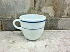 Vintage Pyrex Corning Milk Glass Mug Cup Blue Turquoise Band Stripes