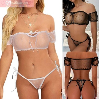 Women's Lingerie Bra Set Nightwear Sleepwear Babydoll G-string Thong Underwear