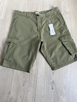 NEU Esprit Herren Bermuda Shorts Größe W32 Cargo Khaki Relaxed Fit Biobaumwolle