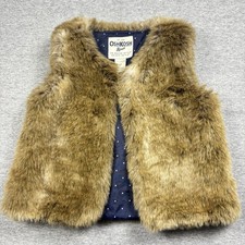 OshKosh B'gosh Girl's Shaggy Faux Fur Vest 4T Bougie Retro Toddler Washable