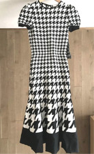 Alexander McQueen Modern Houndstooth Pattern Dress Black White XS Italy