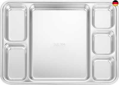 Housoutil Edelstahl Geteilt Abendessen Teller, 6 Style Buffet Edelstahl