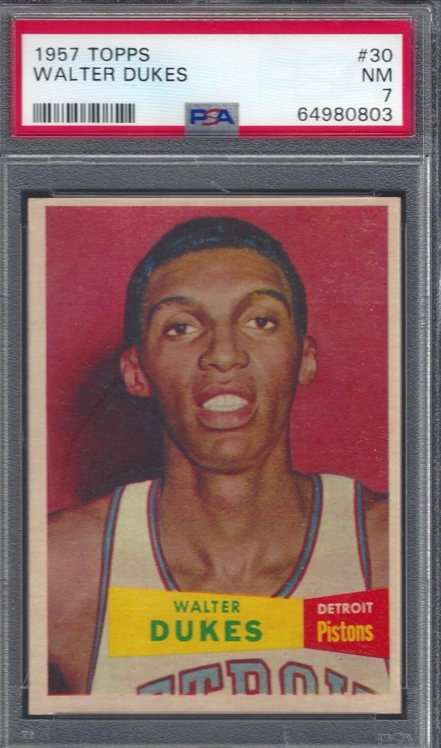 1957 TOPPS #30 WALTER DUKES ROOKIE DETROIT PISTONS 803 - PSA NM 7