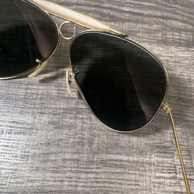 Vintage B&L Ray Ban USA Shooter Wrap-around Gold Sunglasses 70s