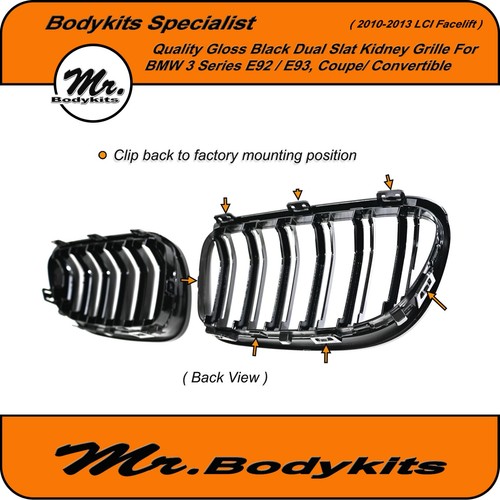 BMW 3 Series E92 E93 Coupe/Convertible 2010-2013 Front Bumper Kidney Grille LCI - Picture 7 of 10