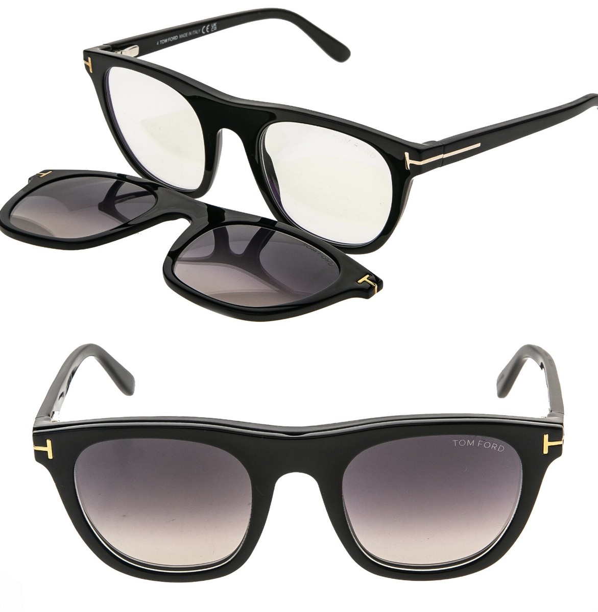 TOM FORD TF5895B 001 Black Magnetic Clip On Blue Block Optical