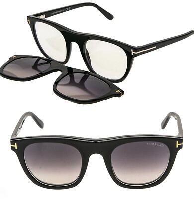 TOM FORD TF5895B 001 Black Magnetic Clip On Blue Block Optical