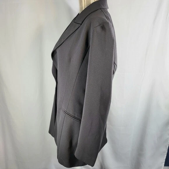 Blazer largo Studio I gris oscuro academia manga larga un botón con bolsillos talla 10 Foto 4 de 4