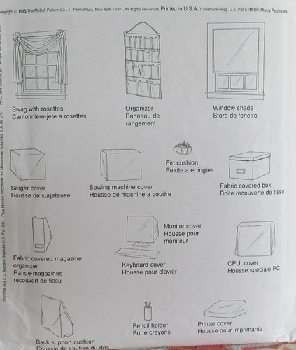 McCalls 8391 Home Office Sewing Room Storage Accessories Cushion Curtain Pattern - Imagen 2 de 2