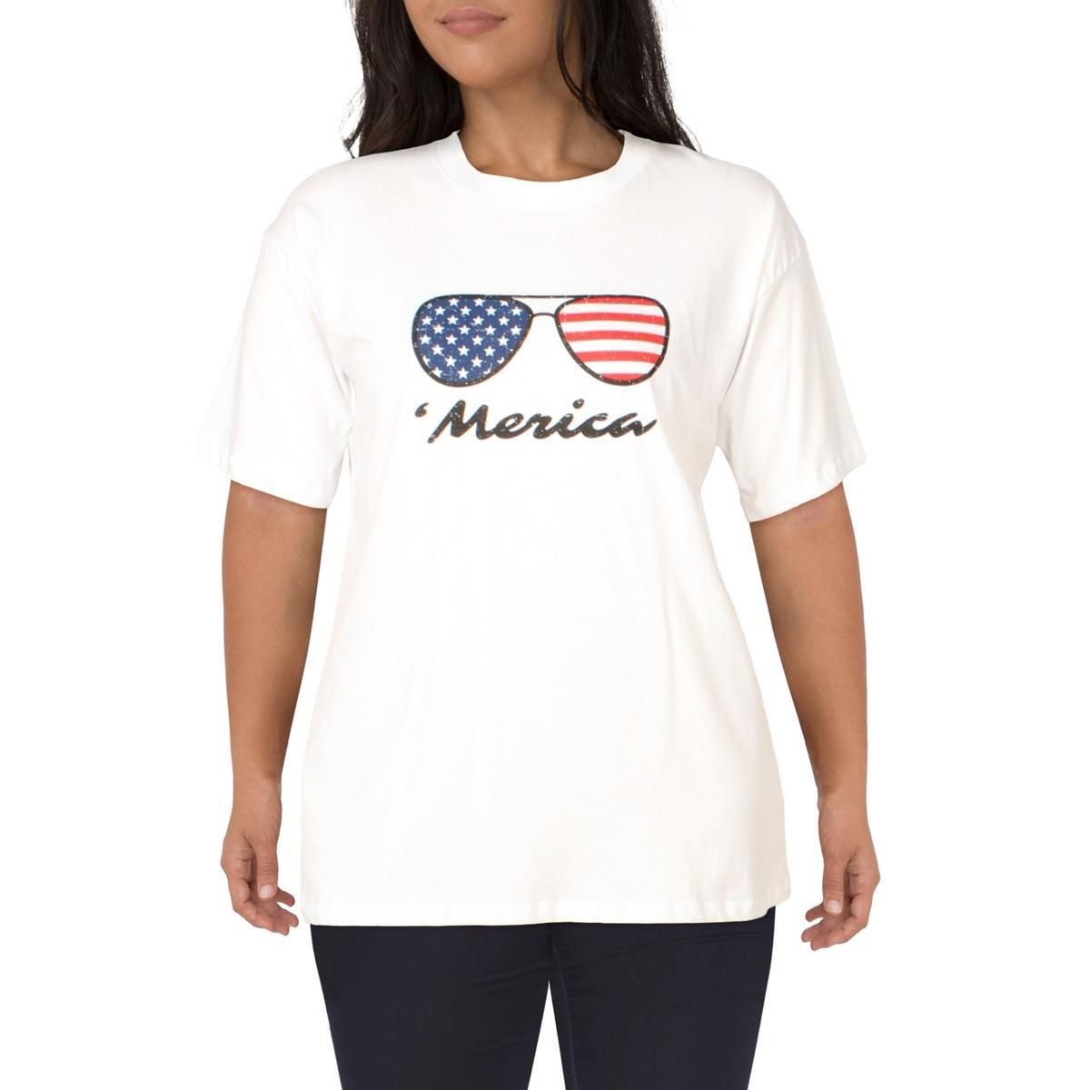 Knit Riot Womens White Crewneck Knit Tee Graphic T-Shirt Top XL BHFO 4310