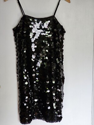 A New Day Women's Paillette Mini Black Sequin Shift Dress Small New Without  Tags | eBay