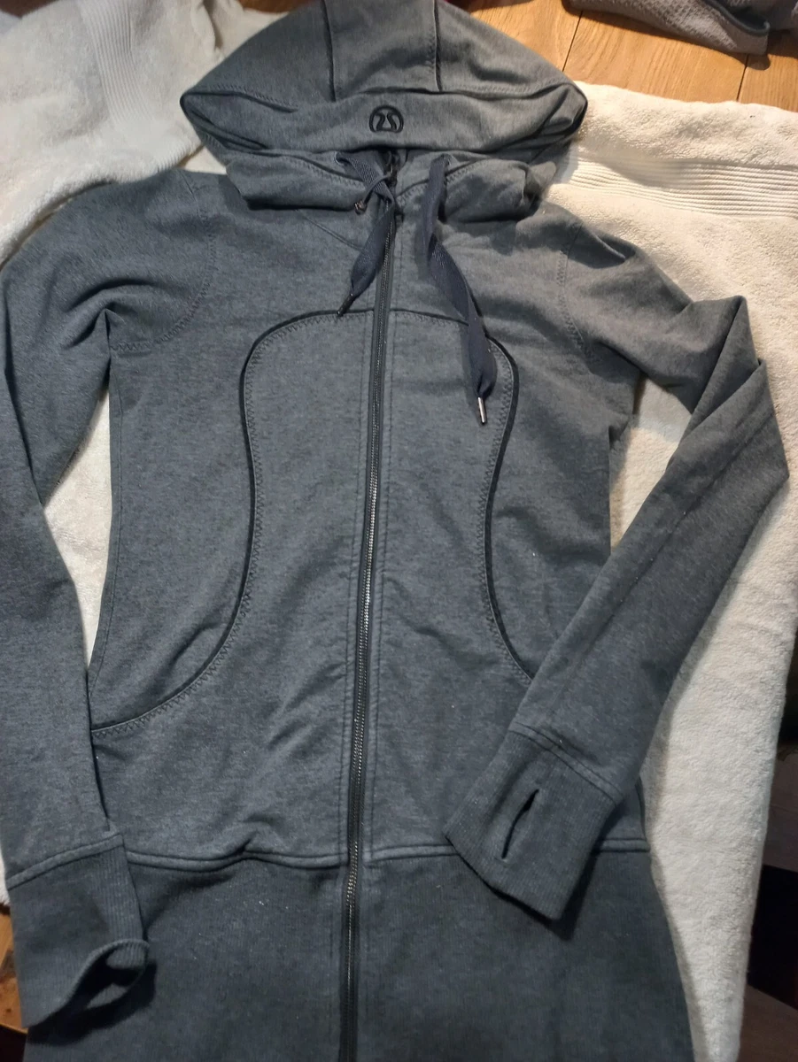 Lululemon Scuba Full Zip Hoodie Plush Size 6 Heathered Gray / Black Trim  Vfine