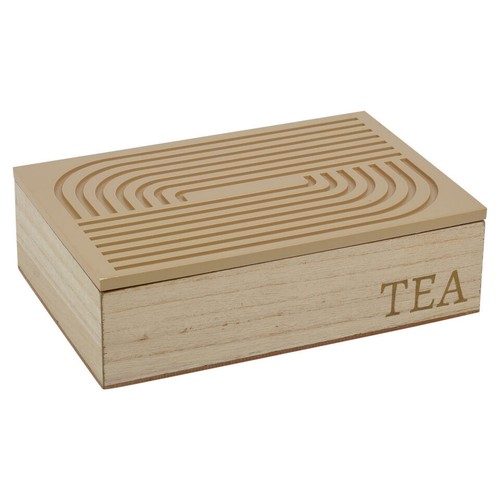 6 Compartment Wooden Tea Storage Box Lid Organiser Set Chest Gift Box - Picture 6 of 7